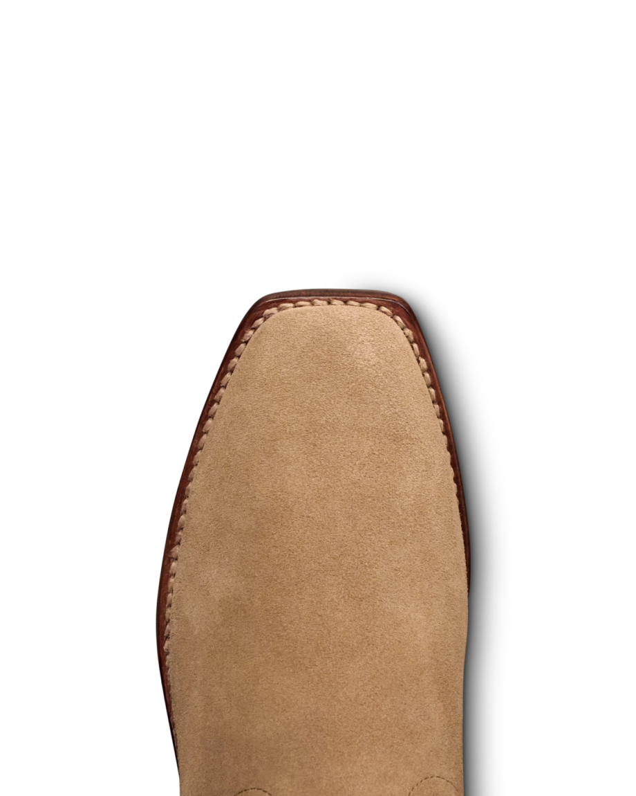 Toe view of The Cheyenne - Desert Tan Suede on plain background