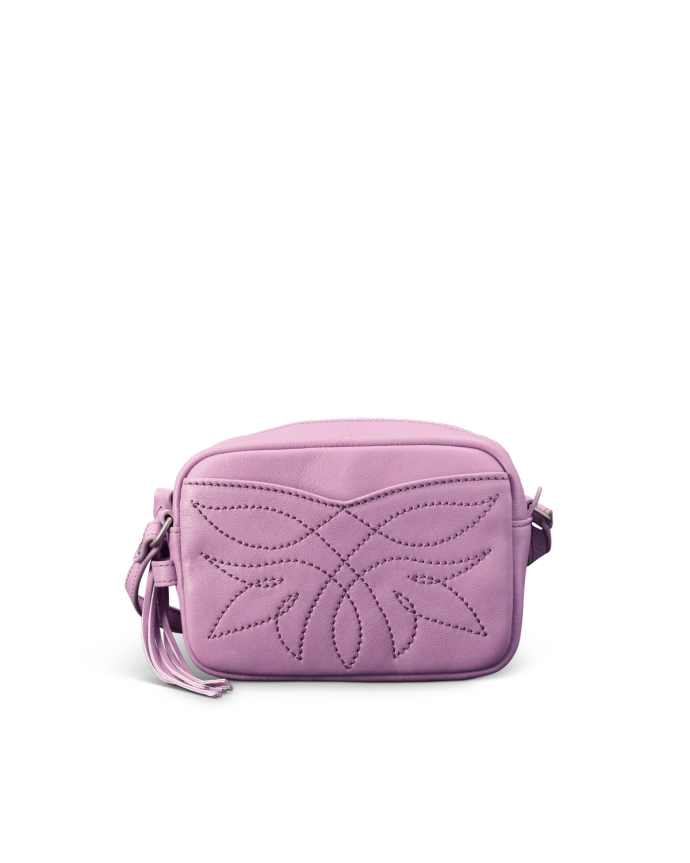 Front view of Flower Mini Crossbody - Orchid on plain background