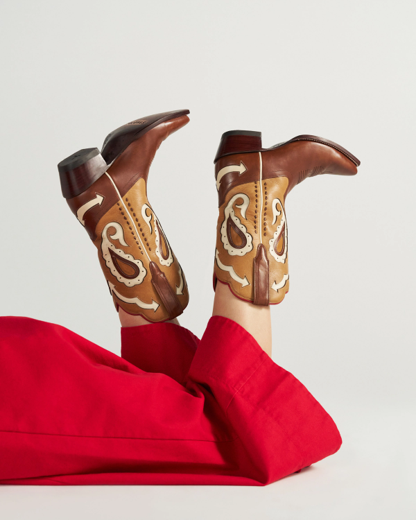 View of The Sadie Vintage - Brown Multi Cowhide