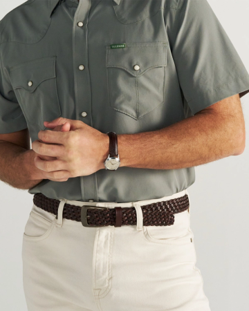 View of Men's Braided Belt - Medium Brown