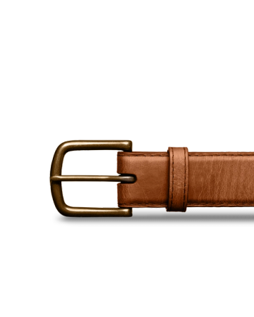 Front view of Men's Goat Belt II - Scotch on plain background