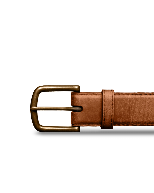 Front view of Men's Goat Belt II - Scotch on plain background