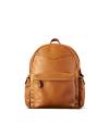 Front view of Men's Leather Backpack - Caramel on plain background