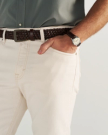 Closeup detail view of Men's Slim Straight Stretch Twill - Light Sand