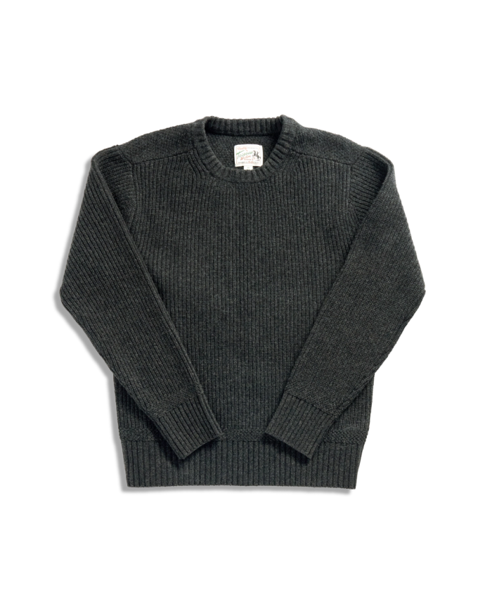 Front view of Men's Crew Neck Desert Sweater - Faded Black on plain background