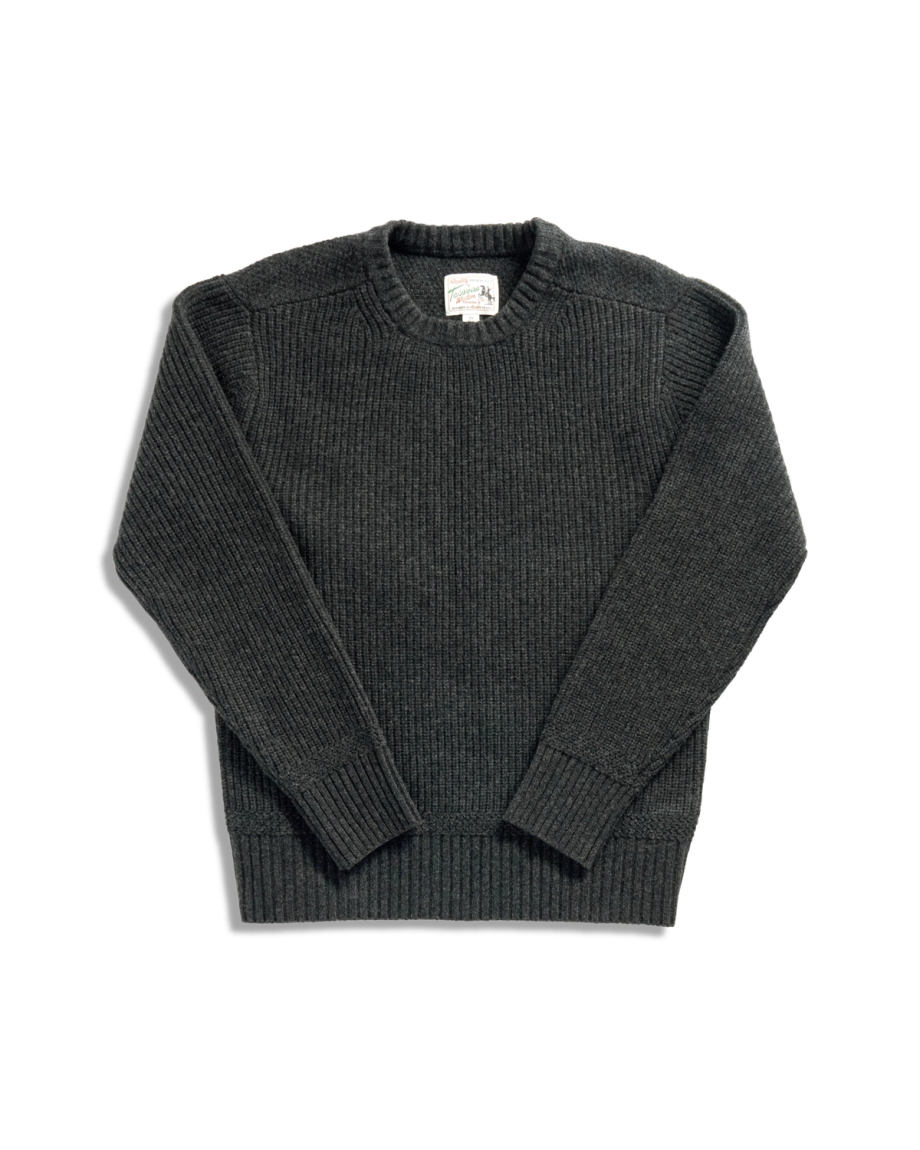 Front view of Men's Crew Neck Desert Sweater - Faded Black on plain background