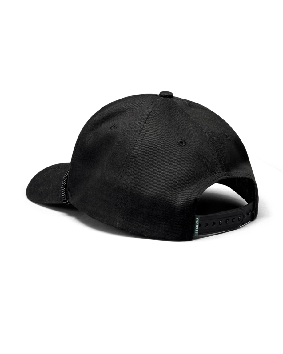 Quarterback view of Tecovas Letter Fill Hat - Black on plain background