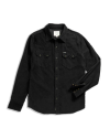 Closeup detail view of Men's Texas Weight Corduroy Pearl Snap LS - Black