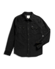 Closeup detail view of Men's Texas Weight Corduroy Pearl Snap LS - Black