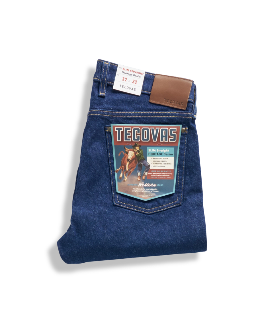 View of Men's Slim Straight Heritage Denim - Dark Blue