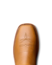 Toe view of The LongHaul WP Square Comp Toe Work Boot - Wheat / Maple on plain background