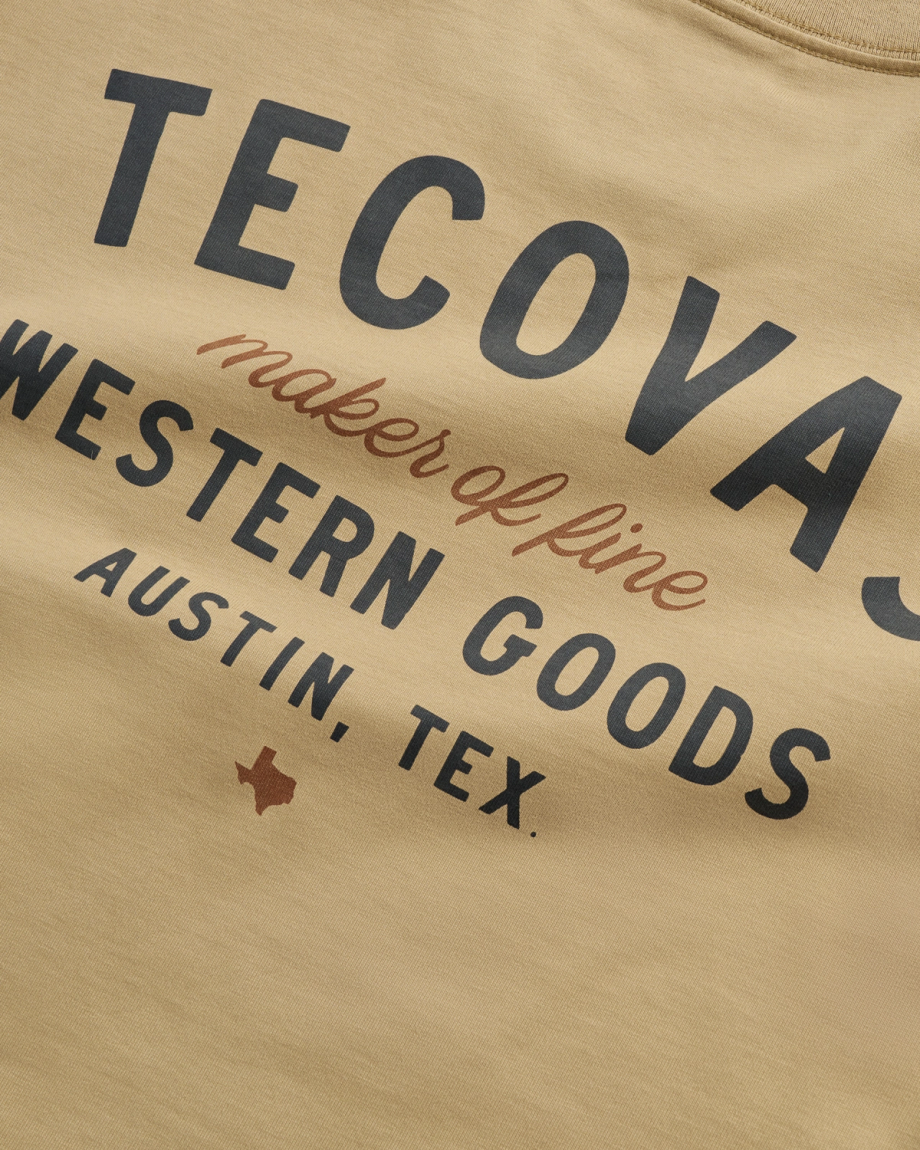 Closeup detail view of Men's Fine Makers Pocket Tee (III) - Khaki / Black