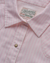 Closeup detail view of Women's Flying-T Foundation Weight Cotton Pearl Snap - Pink White Stripe
