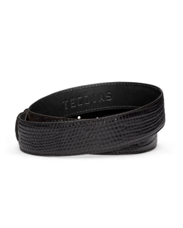 Back view of Men's Lizard Belt II - Midnight on plain background