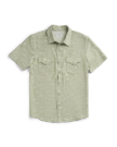 Closeup detail view of Men's Performance Western Short Sleeve Pearl Snap - Desert Sage/Light Sand