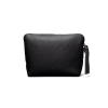 Back view of Leather Wristlet Pouch Midnight Bovine / OS - Midnight on plain background