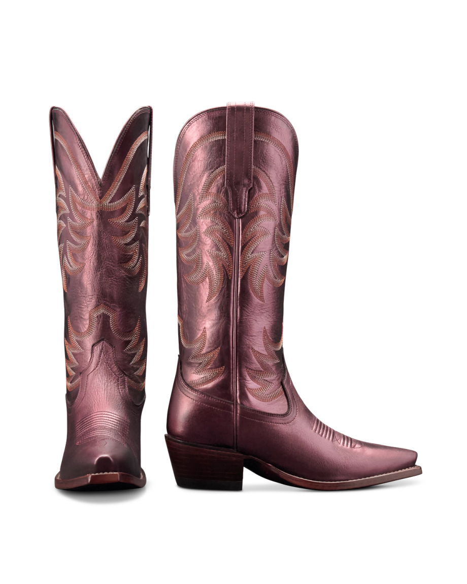 Pair view of The Annie - Berry Cowhide on plain background