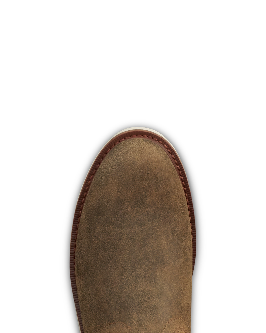 Toe view of The Knox - Dustwood Suede on plain background