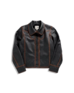 Front view of Women's Leather Jacket - Black on plain background