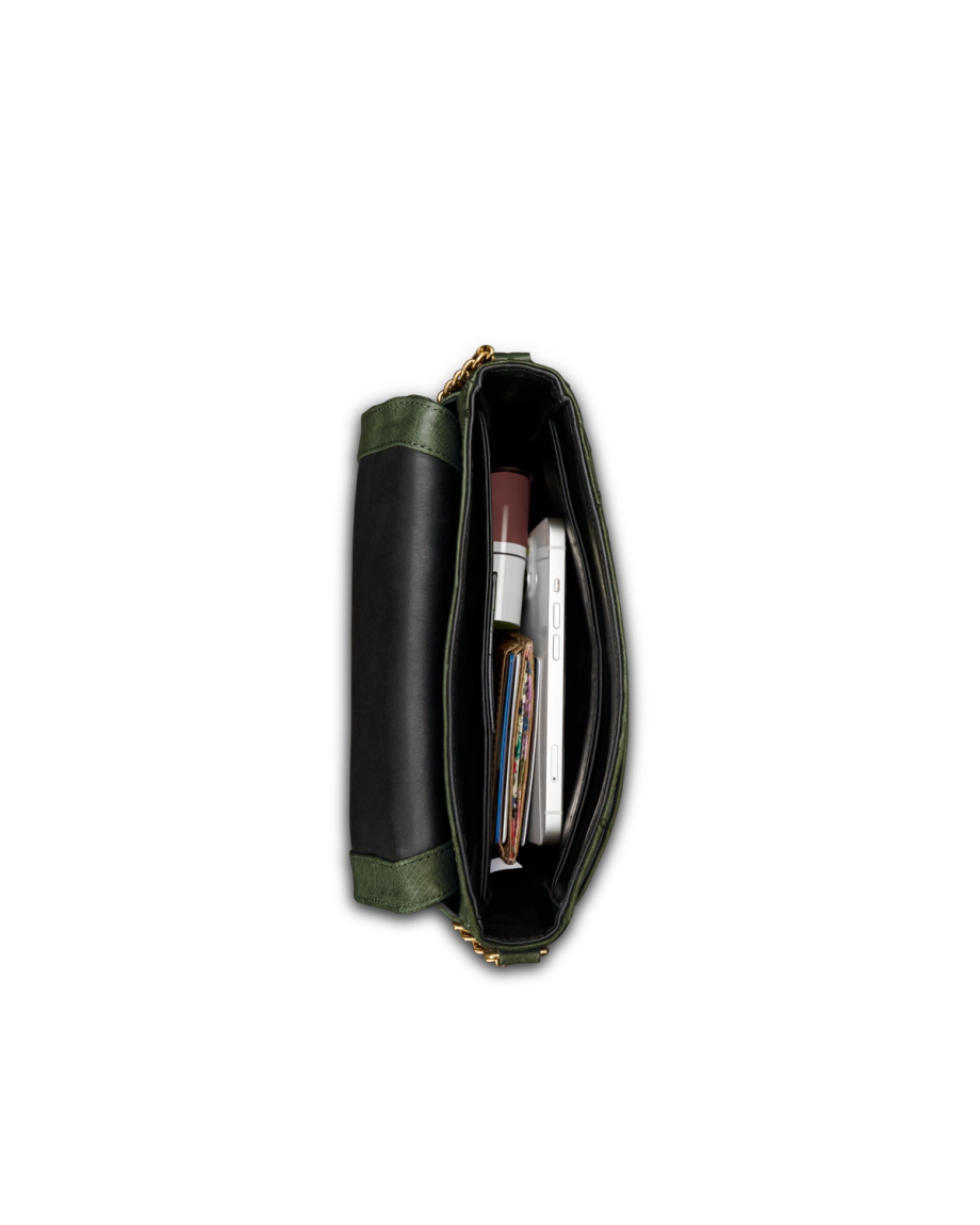 View of Ostrich Shoulder Bag - Forest Green