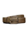 Unbuckled view of Men's Lizard Belt II - Burnt Cedar on plain background