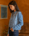 View of Tecovas x Mi Golondrina Denim Trucker Jacket - Medium