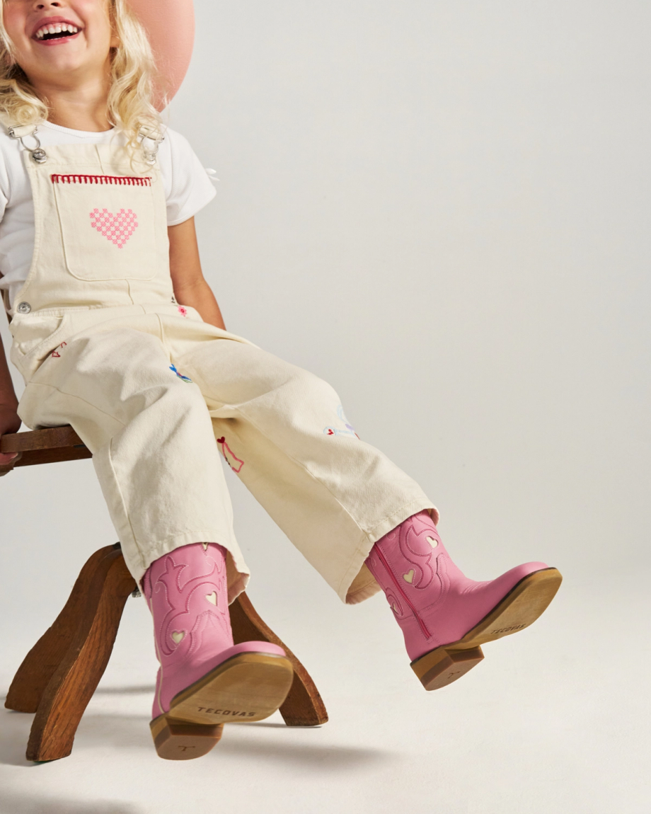 Full view of The Annie Hearts Toddler - Wild Rose on model