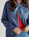 Closeup view of Women's Denim Chore Jacket - Medium Wash