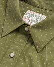Closeup detail view of Men's Star Stitch Pearl Snap - Sage