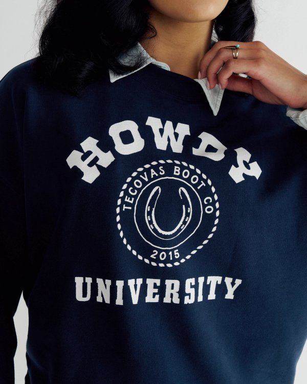 Closeup detail view of Women's Oversized Sweatshirt - Navy