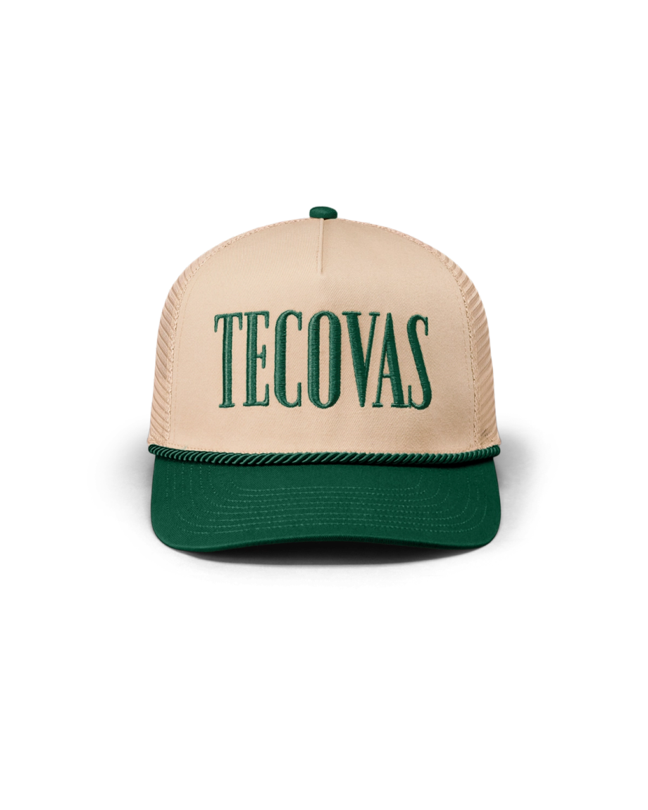 Front view of Tecovas Badge Trucker - Green on plain background