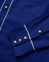 Closeup detail view of Men's Flying-T Bandit Pearl Snap - Navy w/ White Piping