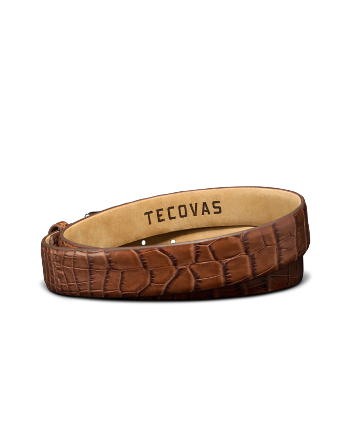 Back view of Men's Dress Belt - Saddle on plain background