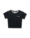 Front view of Women's Vintage Ringer Tee - Black / Bone on plain background