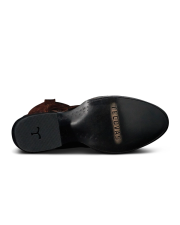 Sole view of Birthday Boot X - Dark Pecan Alligator on plain background