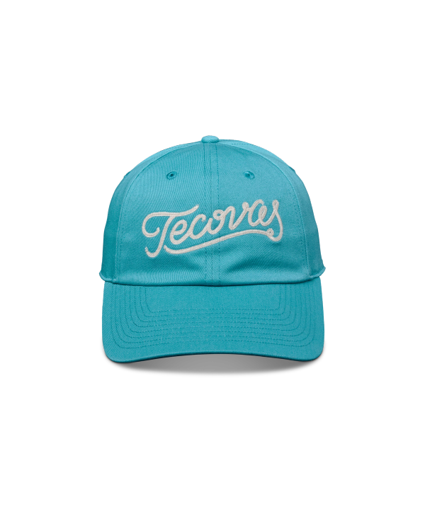 Front view of Tecovas Script Unstructured Hat - Teal on plain background