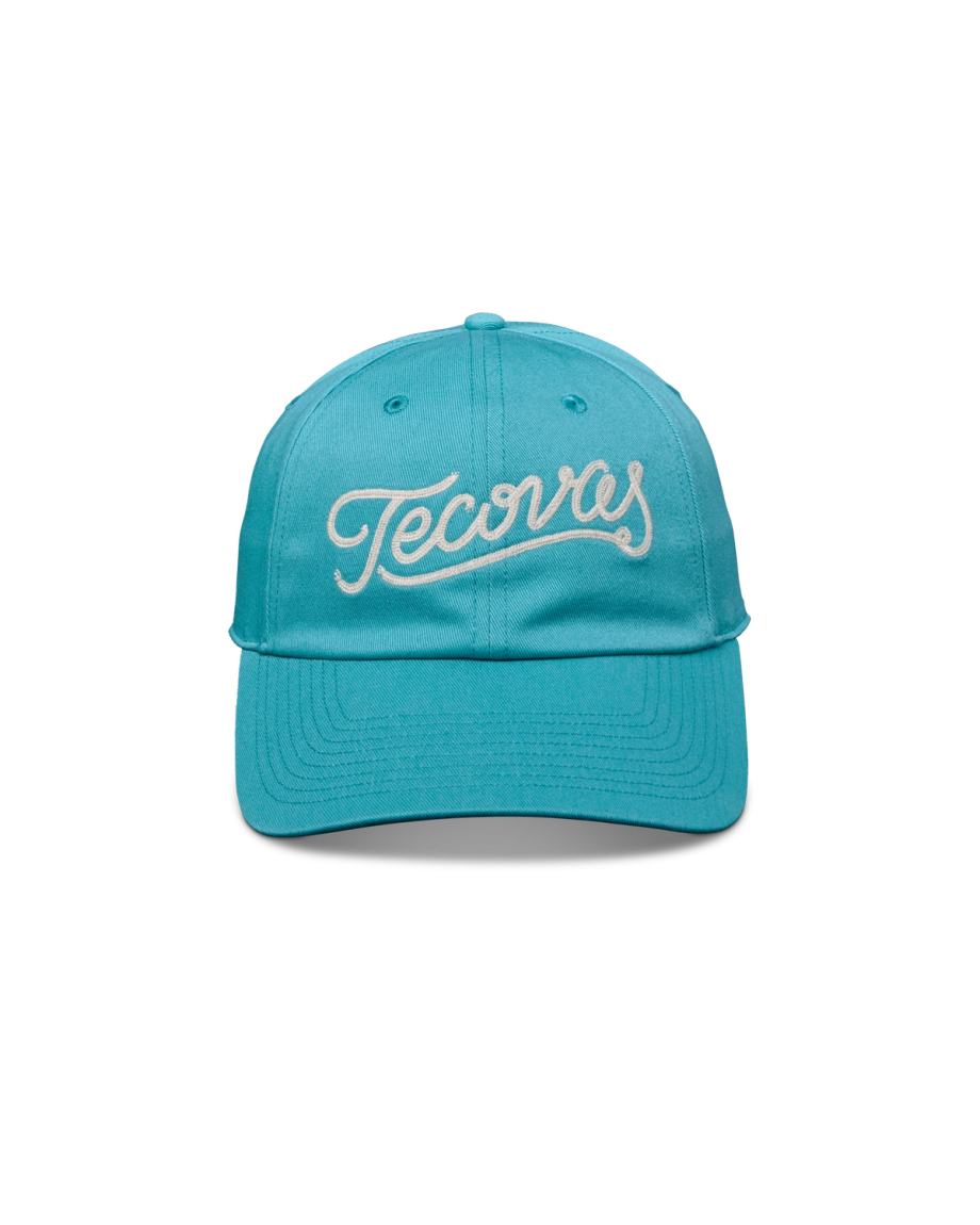 Front view of Tecovas Script Unstructured Hat - Teal on plain background