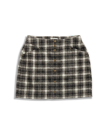 Front view of Women's Plaid Mini Skirt - Black / White on plain background