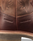 Toe view of The LH WP Round Comp Toe Work Boot - Tobacco Cowhide on plain background