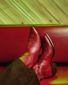 View of The Booth Boot - Chili's Booth Red Vinyl