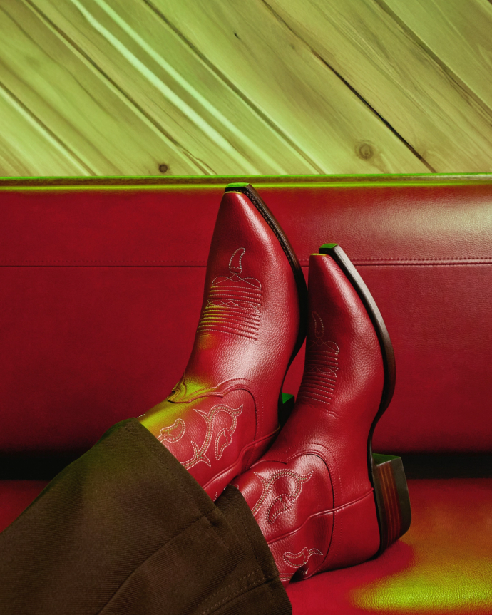 View of The Booth Boot - Chili's Booth Red Vinyl