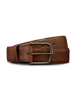 Front view of Men's Deer Belt - Roasted Chestnut on plain background