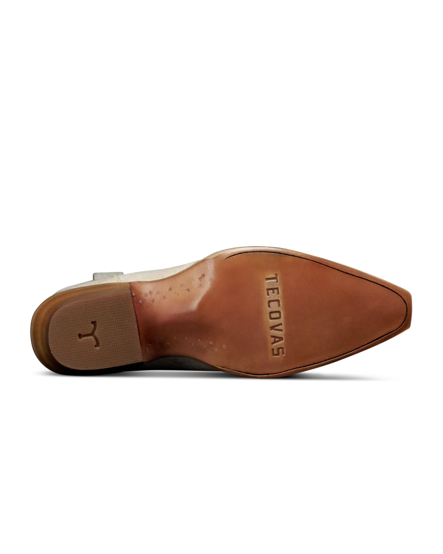 Sole view of The Sadie - Pearl Smooth Ostrich on plain background