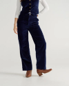 Front view of Women's Corduroy Carpenter Pant - Navy on model