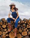 Woman in scotch brown cowgirl boots