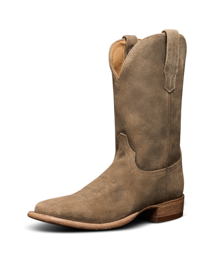 Quarterfront view of The Doc - Gravel Suede on plain background