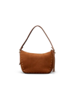 Front view of Slouchy Shoulder Bag - Saddle on plain background