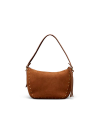 Front view of Slouchy Shoulder Bag - Saddle on plain background