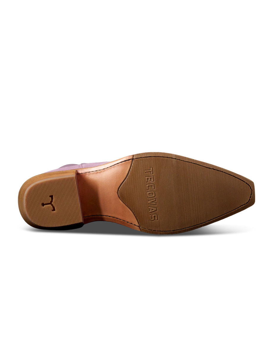 The Annie in Lavender Suede. The image shows the bottom view of a dress shoe with a textured rubber sole, a slight heel, and the brand name "STACY ADAMS" embossed near the arch, reminiscent of the elegance found in The Annie Suede collection.
