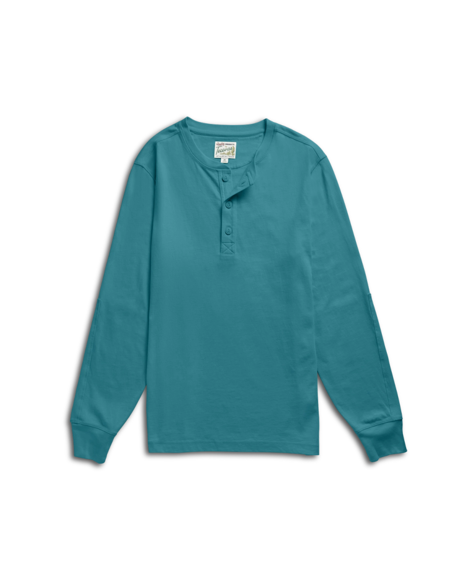 Front view of Men's Henley LS - Hydro on plain background